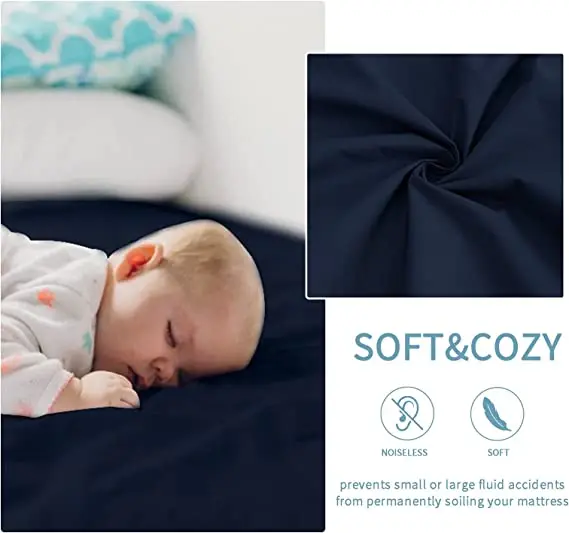 Navy Waterproof Mattress Protector Queen Encasement Plastic Twin Full King Calking Mattress Cover Fitted Sheet Bed with Elastic