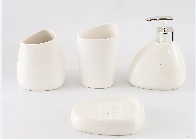 White or Black with gold 4pcs ceramic bath set Decoration Four piece Bath Set Accessories gift bath set