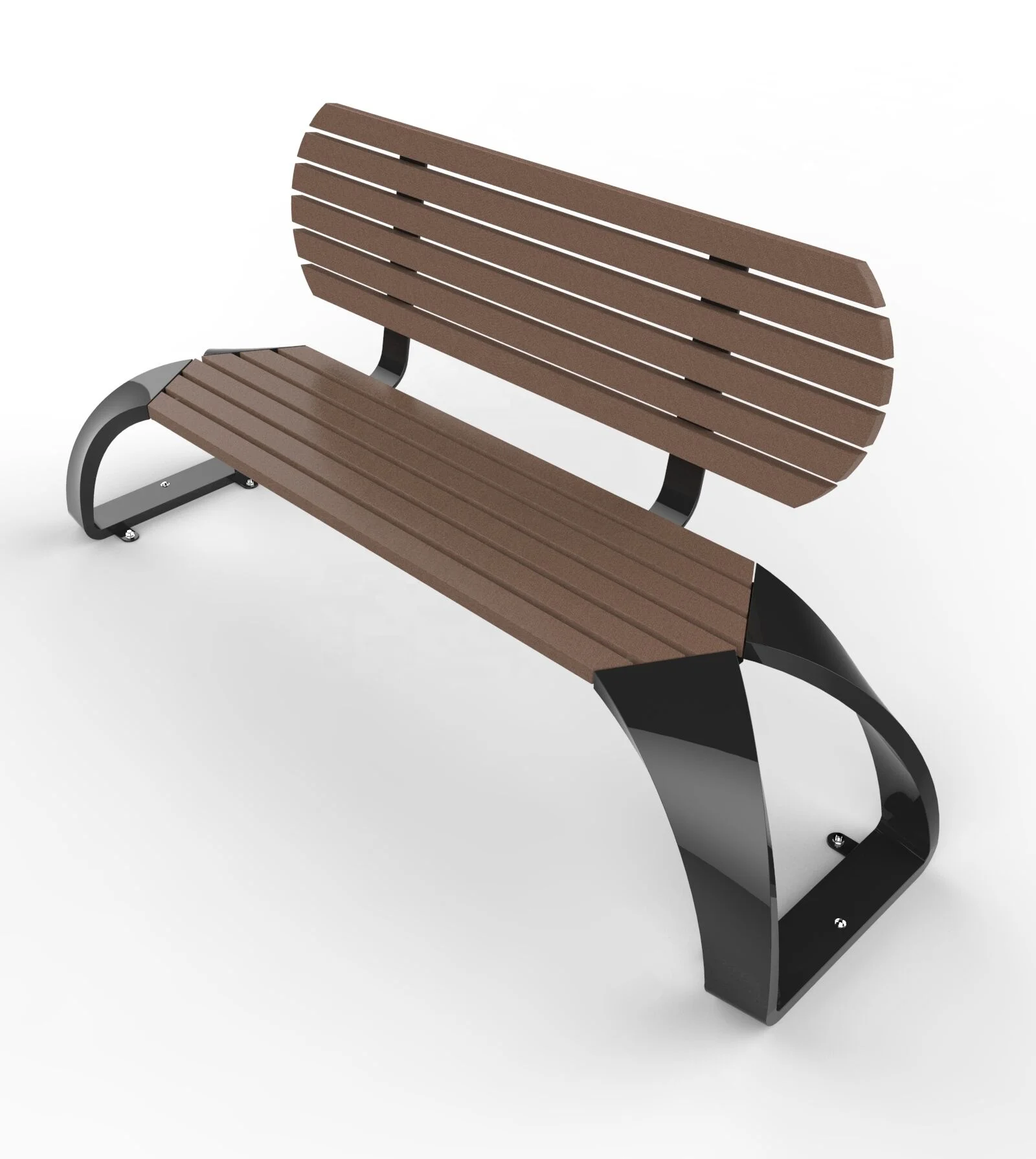 2022 New street and park furniture steel and recycle plastic lumber outdoor park backrest benches public shop mall wooden bench