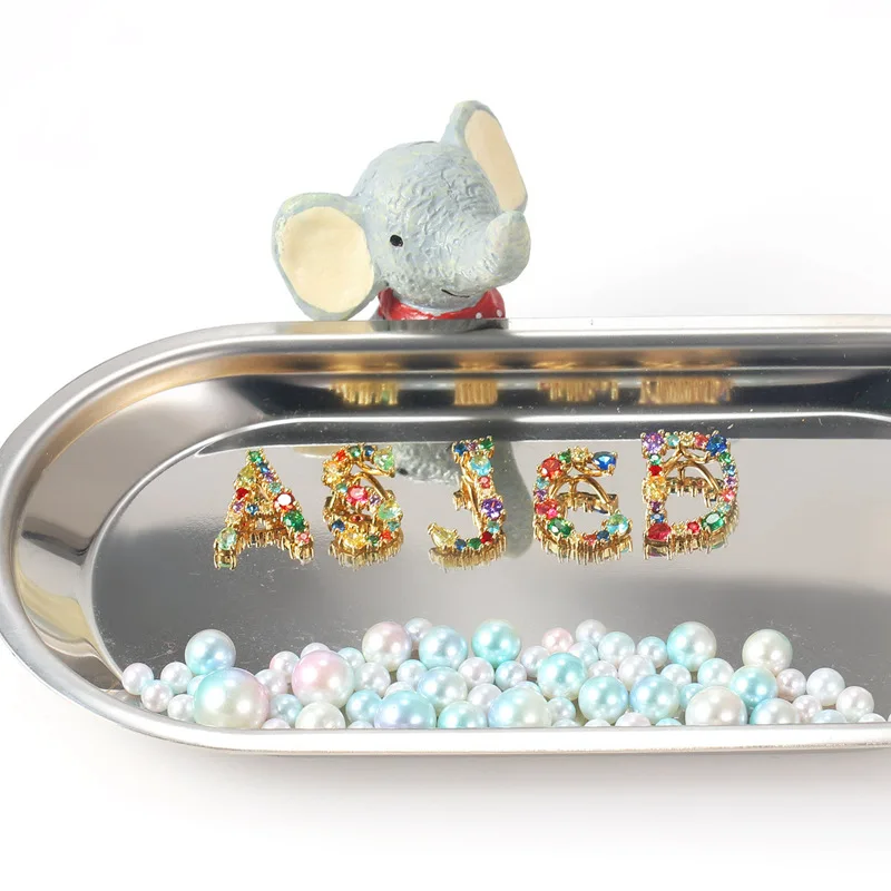 2020 hot selling colorful Rainbow 26 alphabet name letter pendant necklace, 26 letter crystal clavicle chain necklace for women/