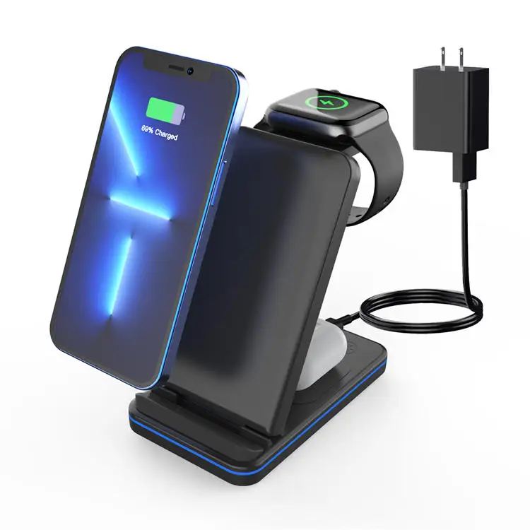 Wholesale Portable Type C USB  Lamp Wireless Charger 3in1 Dock 15w Fast Phone  Charging