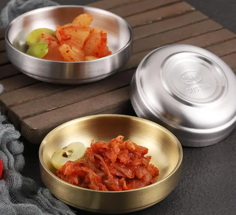 korean 201 304 stainless steel pickles sauce dishes round seasoning dishes