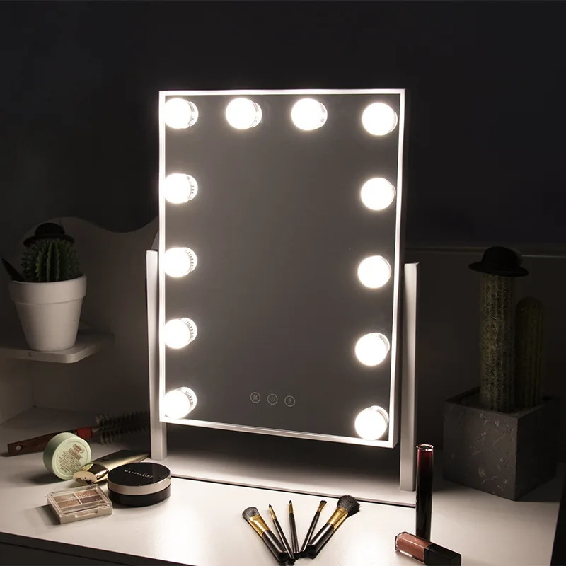 Vanity Mirror with Lights Light up cosmetic Mirror with 9 LED Bulbs Tabletop Plug in Makeup Mirror with Lights