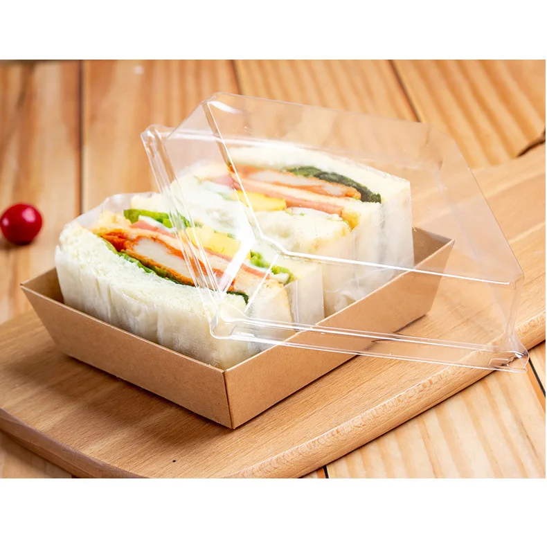 wholesale kraft paper sandwich box package wedding cake box with Transparent lid