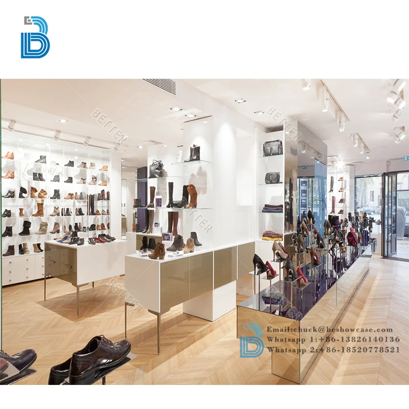 Custom Interior Design Luxury Shop Store Jewelry Clothing Glass Handbag Display Showcase Cabinet