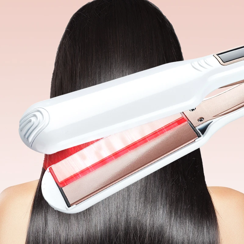 Hot Hair Straightener Professional Curling White Private Label Hair Iron Flat Iron Led Display Infrared LCD Display hair curler
