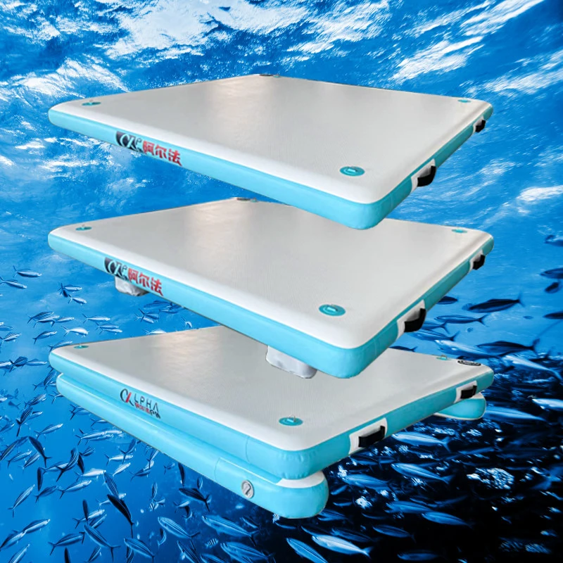 BSCI hot sell inflatable island waterplay dock drop stitch inflatable boat fishing pontoon inflatable floating docks platform