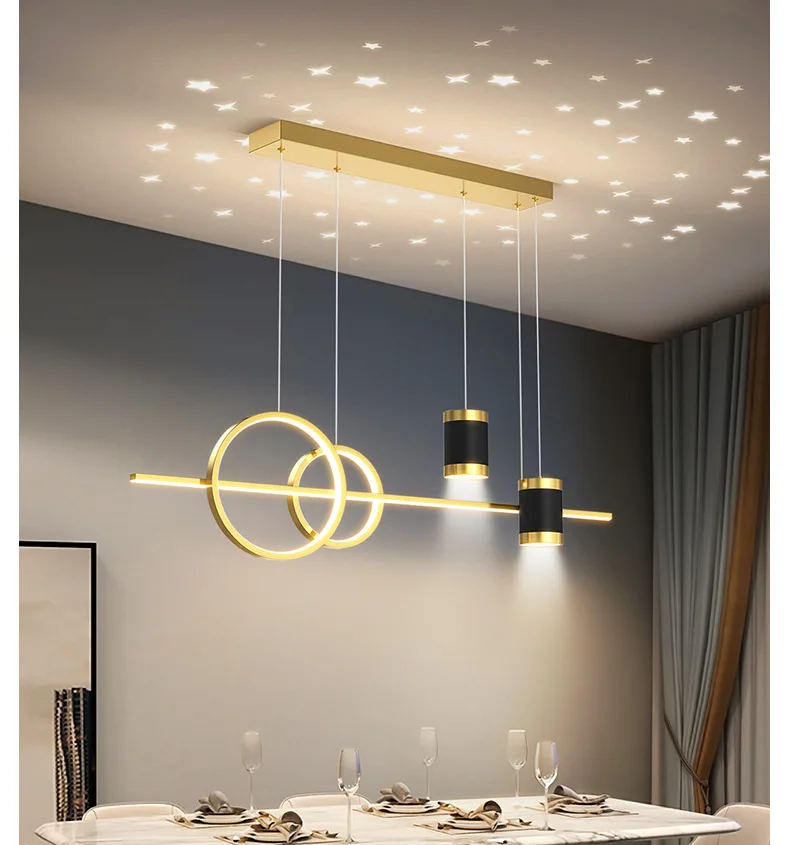 Modern home Height Adjustable dining room living room decoration lighting LED star projection chandelier light