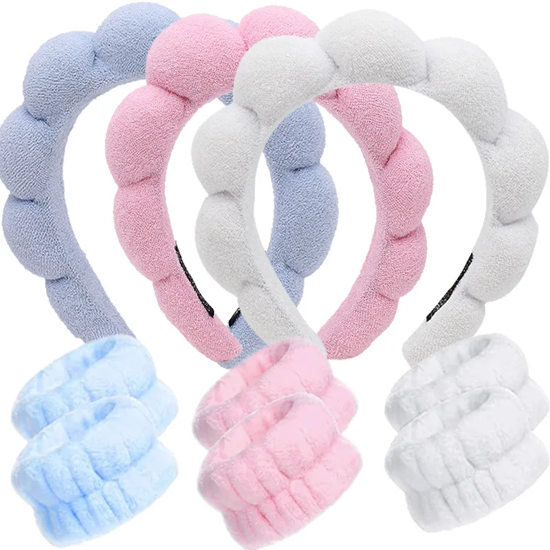 Makeup Tools Flannel Wristband Set Custom Facial SPA Headband Makeup Twisted Sponge Hairband For Women