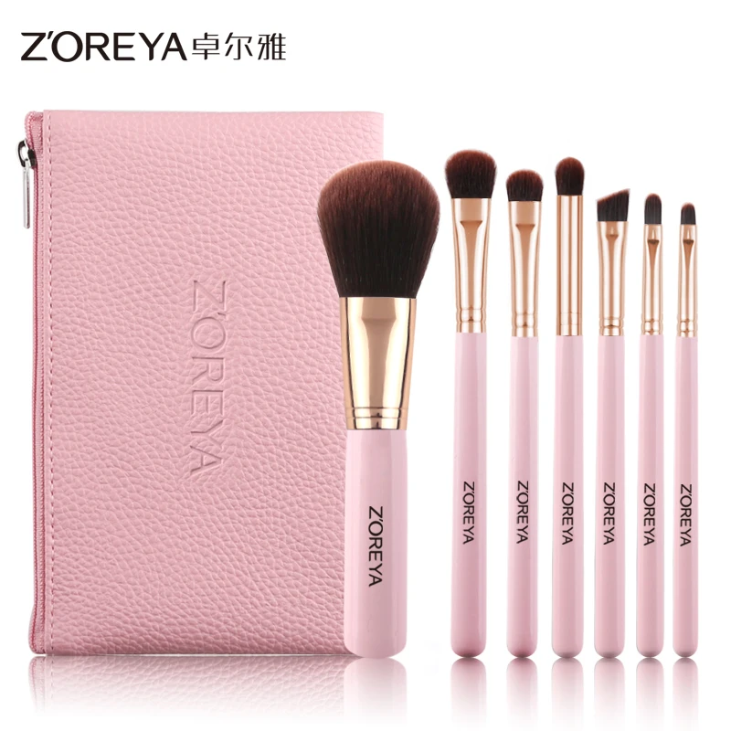 ZOREYA 7 шт. розовые кисти для макияжа девушек с деревянной ручкой