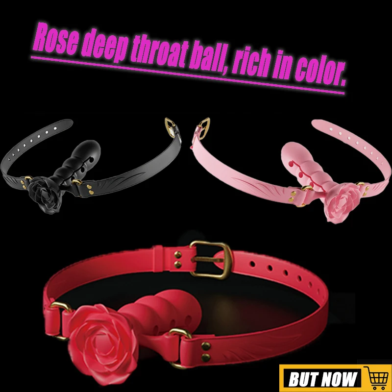 2024 new factory price sm rose love multi-stage mouth ball deep throat plug exercise adjustable entrance length