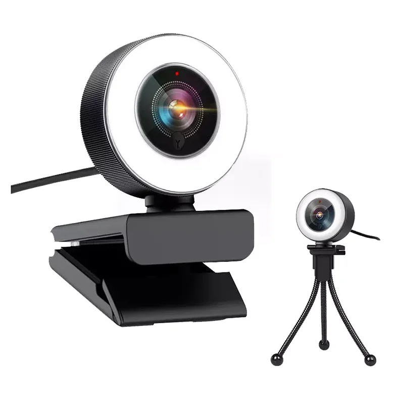 
T100 Led Ring 1080P 2K Webcam Camera Full HD Laptop PC USB Webcam with Microphone Led Light 