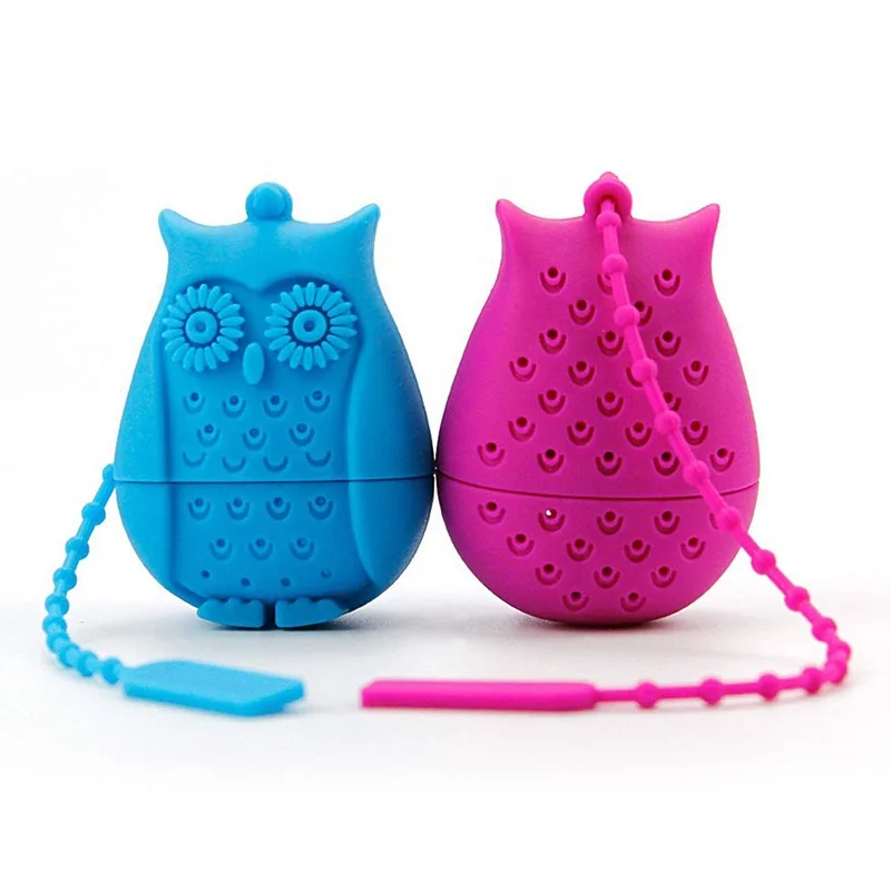 RTS Hot Sale Silicone Custom Owl Silicone Tea Infuser Strainer Mesh Tea bag Mug Silicone Tea Infuser