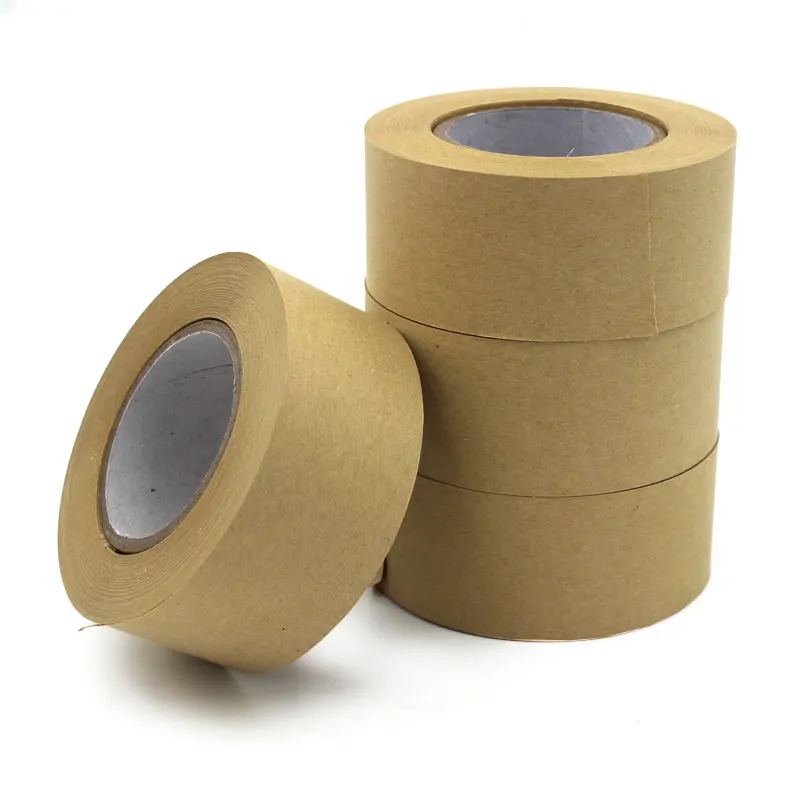 Eco Friendly Biodegradable kraft paper package tape Reinforced Custom Printed Gummed kraft paper tape