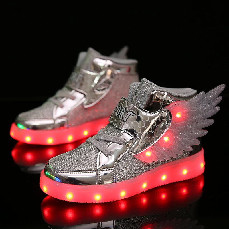 Kids Sneakers Children Baby Girls Boys Light Wings Mesh Designers Shoes Led Sport Run Sneakers Light Up Shoes