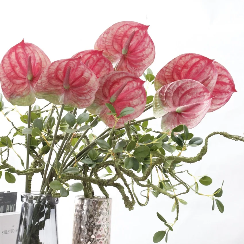 Hot sale Natural Artificial flowers Anthurium for wedding decoration