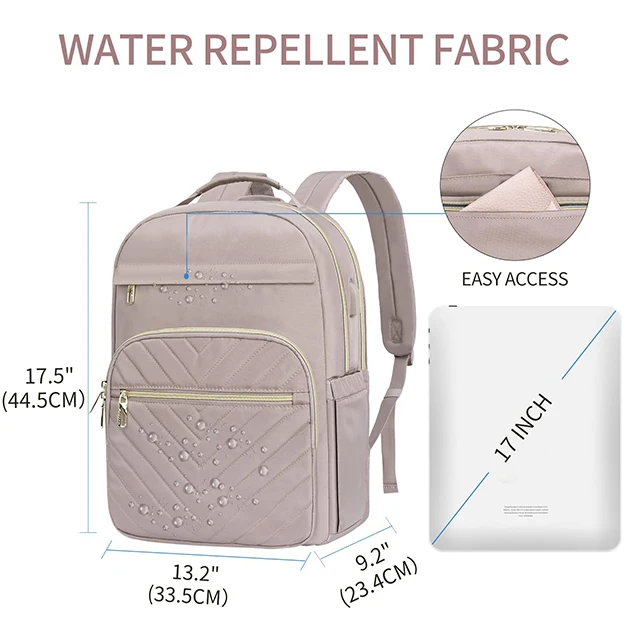 BSCI Custom  17 Inch Laptop Backpack for Women Men Fashion Computer Work Bag Large Capacity Waterproof with USB Port