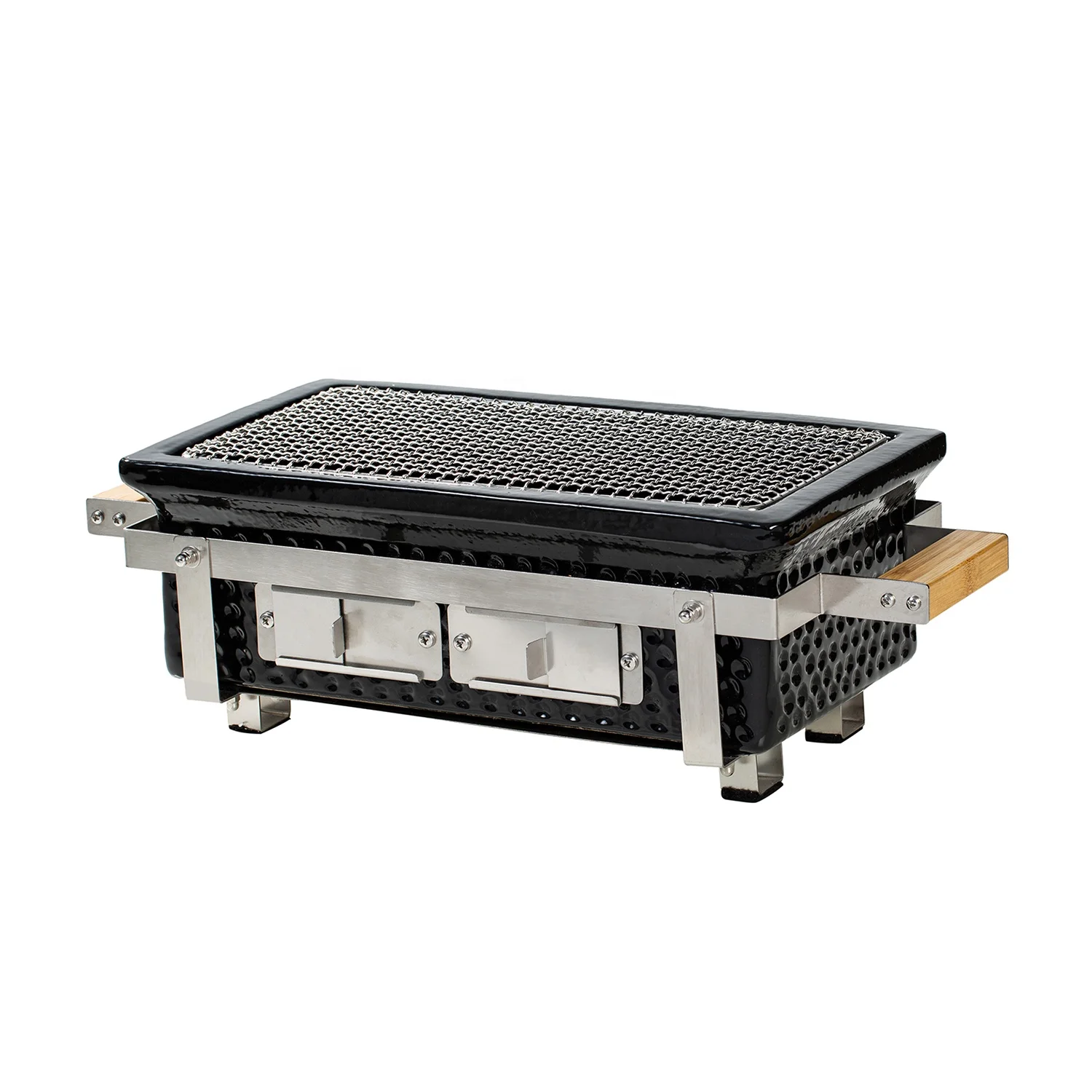 Square Hibachi Grill Mini Tabletop BBQ Charcoal Grills Cooking Ceramic BBQ Stove Japanese Yakitori Grill