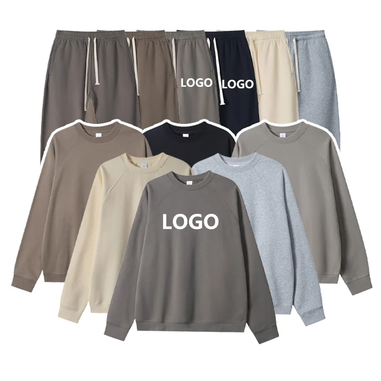 Wholesale Streetwear Blank Design Your Own Tracksuit Winter Thick 2 Piece Unisex Fleece Cotton Jogger Custom Sweatsuits