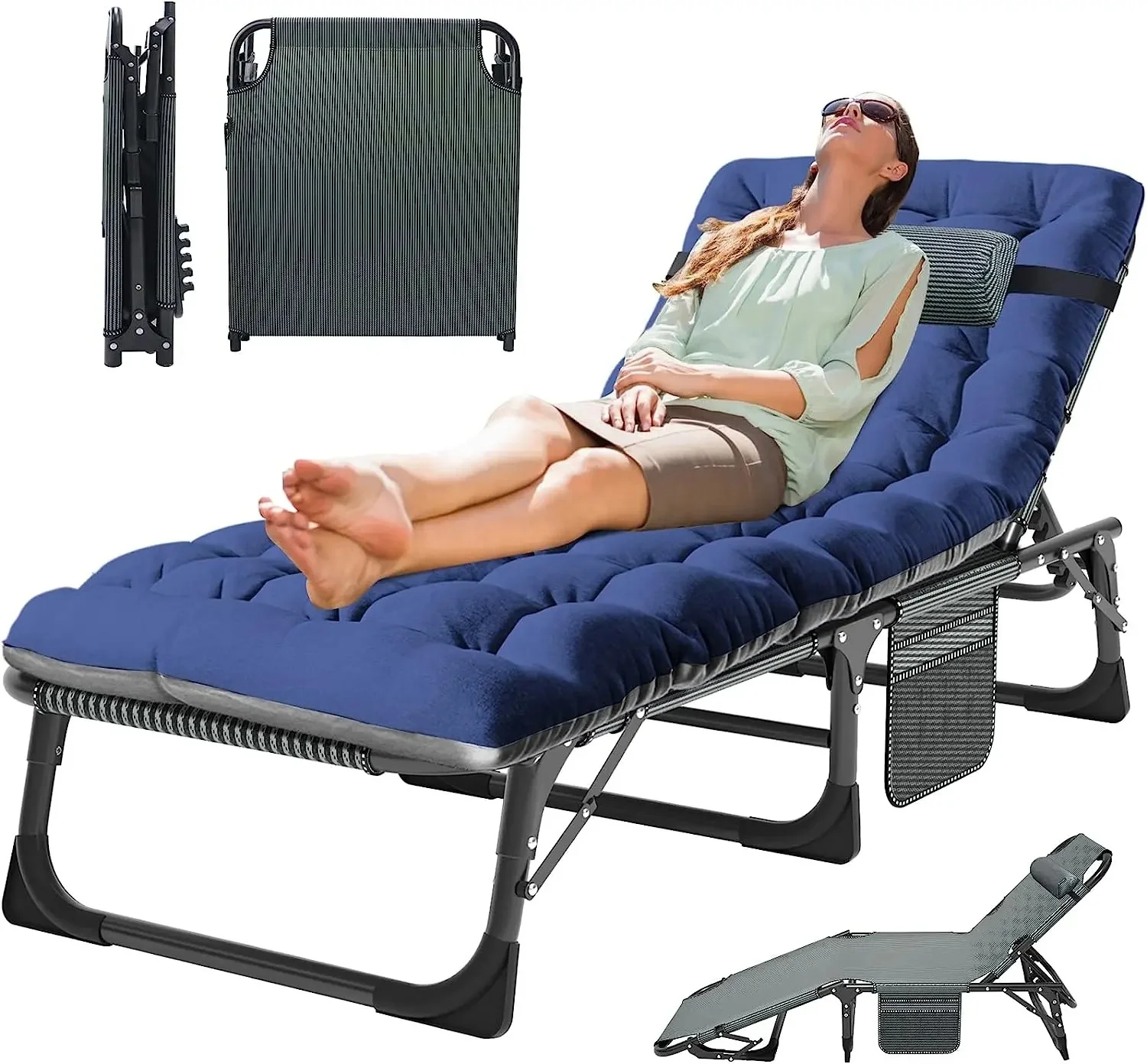 Hot Sales Outdoor Portable Folding Camping  Adjustable Reclining Chair With Mattress