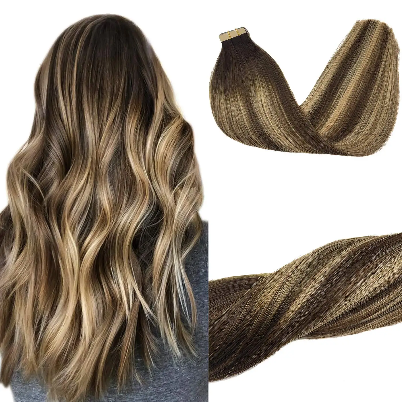 Remy ombre human hair Double Drawn Virgin cuticle aligned tape in human hair extensions tape hair extensions