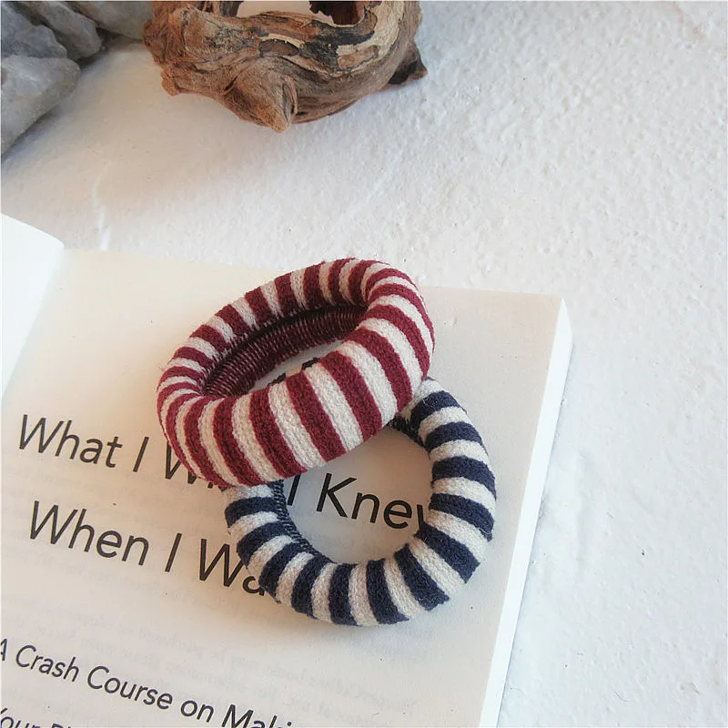 Sport Girls  Rubber Hairbands Vintage High-elastic Hair Ropes No-hurt Stripe Hair Ties Retro Hair Ties For women