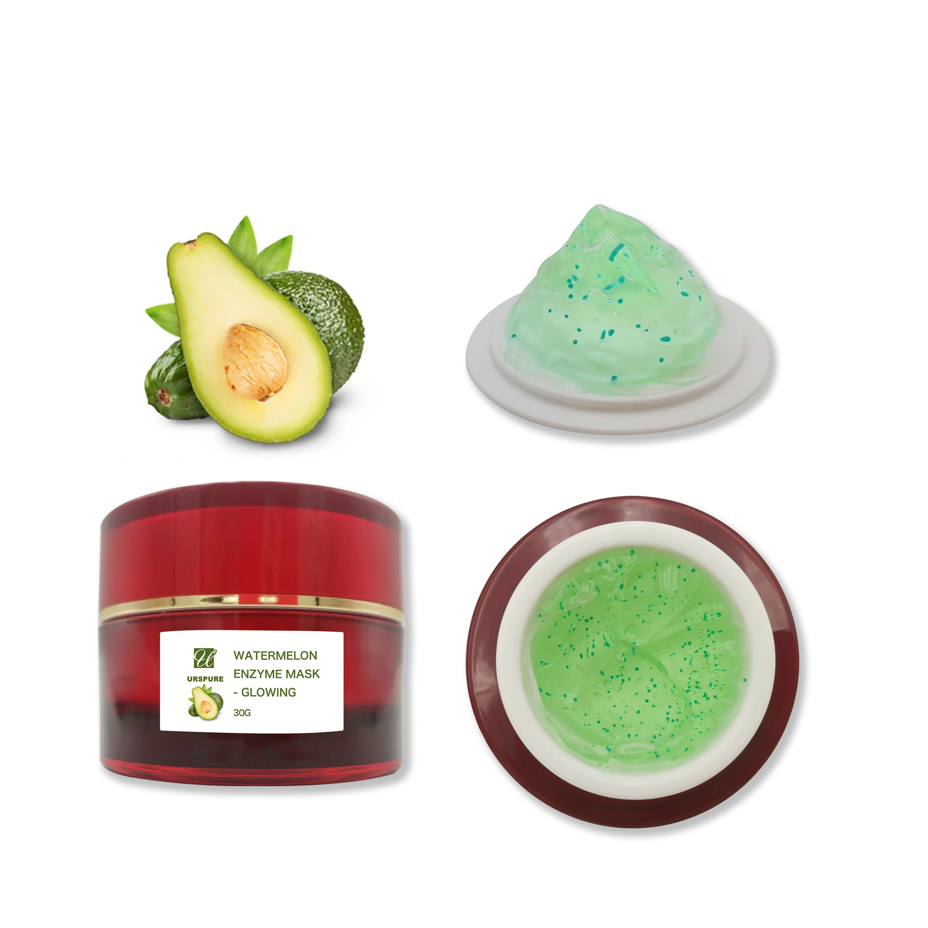 Skin Care  Hydrating Organic Berry Fruit Enzyme Mask Avocado Strawberry Watermelon Turmeric Papaya Gel Face Clay Jelly Mask