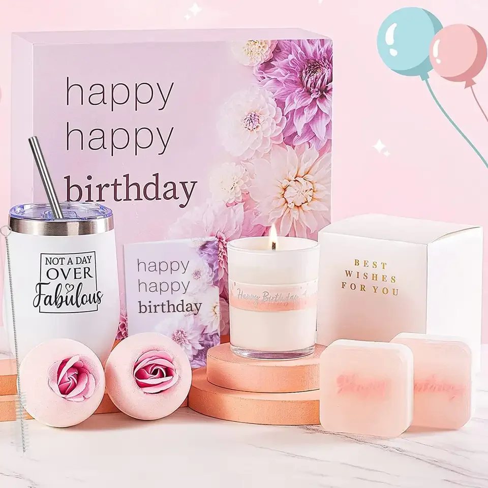 Wholesale Birthday gift baskets for women personalized handmade pink Rose Bath spa gift set 2023 New stock bridesmaid gift