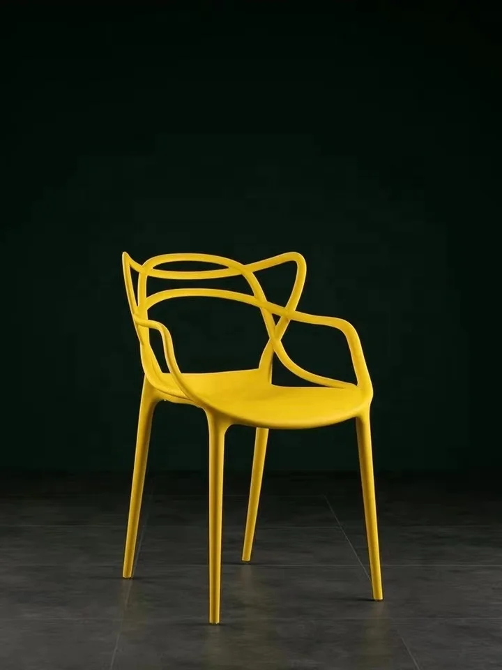 Stackable cafe modern design restaurant PP plastic lounge leisure low arm dinning chair