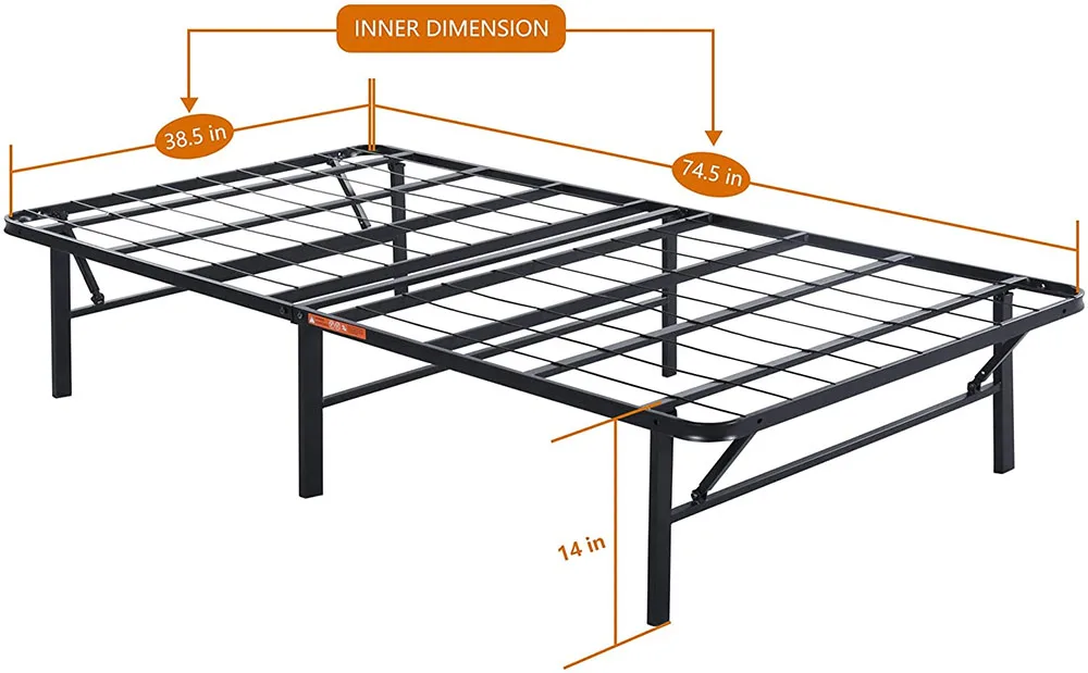 Furniture Folding Metal Bed Frame, 14 inch Metal Comfort Base