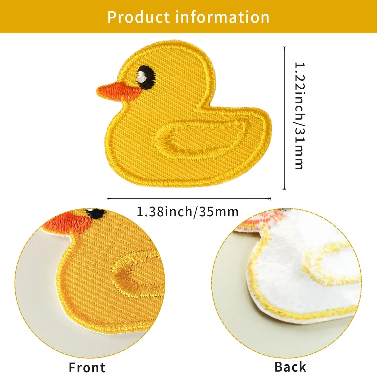 Mini Duck Cute Yellow Tiny Duck Iron On Patch for Clothes Dress Jackets Caps DIY Duck Embroidery Patches Sewing Craft Decoration