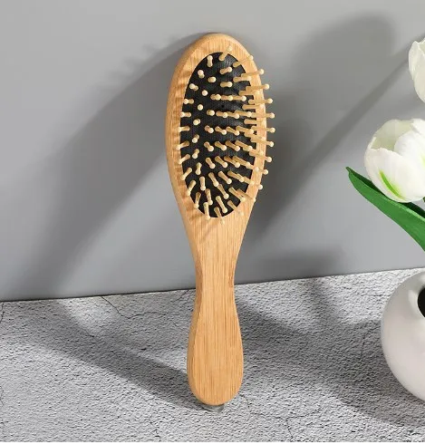 Bamboo Paddle Hair Brush comb Bamboo Bristles Detangling Hairbrush for Massaging Scalp