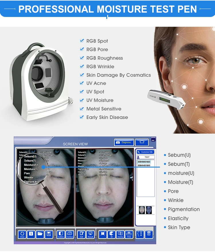 
portable factory price facial skin analyzer skin tester 