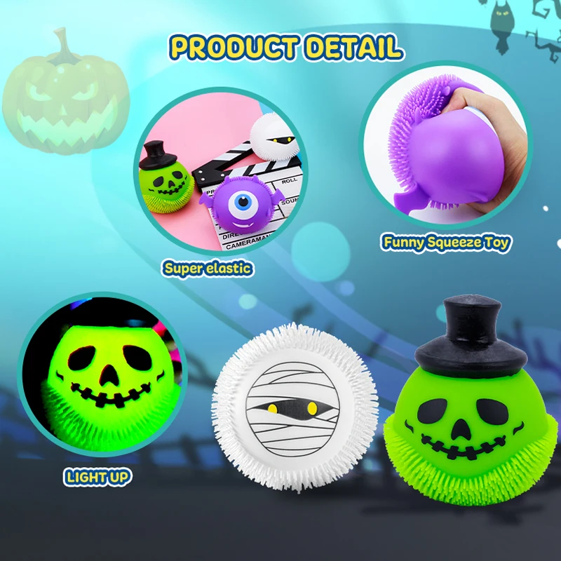 2023 wholesale squishy squeeze festival Halloween ball skull monster printing toys