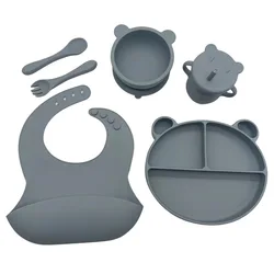 Bear Kid Dining Baby Bib Wholesale Low Price Golden Supplier Baby Silicone Feeding Set