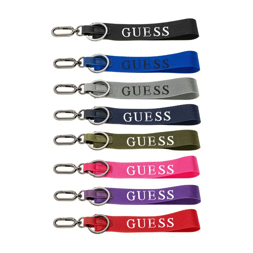 YYX Factory Custom Logo lulu Nylon Jacquard Woven Lanyard Never lost Keychain Wristlet Strap Key Chain For Car Keys