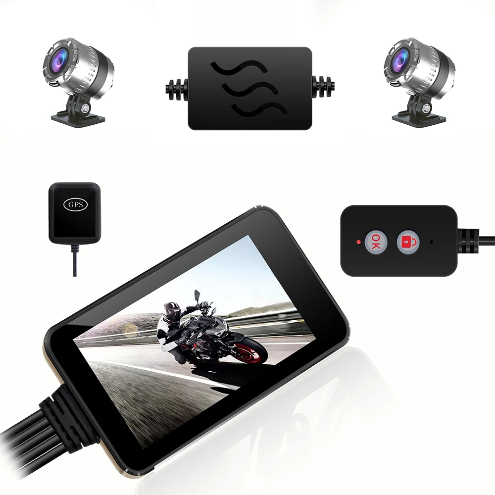 WIFI Motorcycle Dashcam Motorcycle Video Driving Recorder Dual Lens 170 Angle Sportbike Recording DVR IPS Screen Night Vision