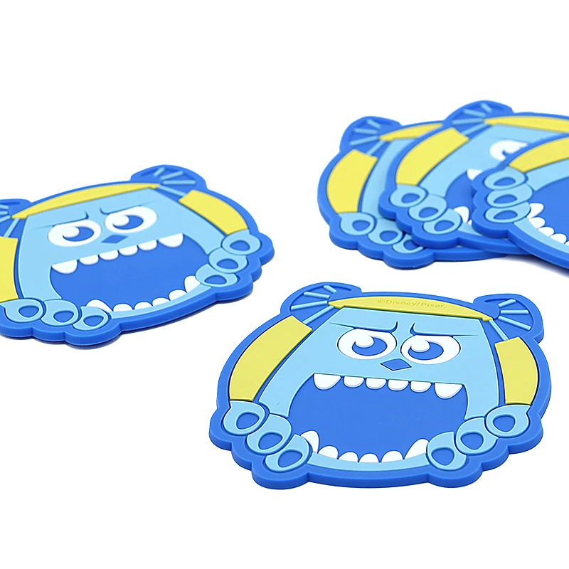 Custom Design Pvc Silicone Coasters Cute Cartoon Coffee Cup Pad Rubber Soft Pvc Silicone Cup Coaster