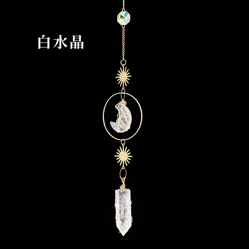 Wind Chimes Unique Moon Sun Raw Stones Wind Chimes for Indoor Outdoor Stone Decoration Figurine for Home and Garden