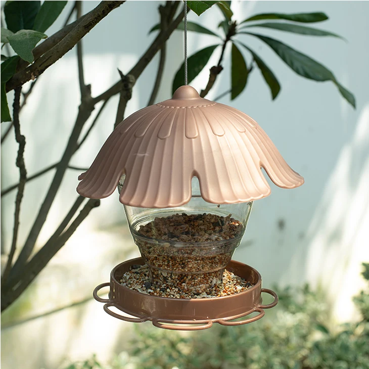 two feeding ports plastic tube wild bird feeder outdoor garden hanging decoration