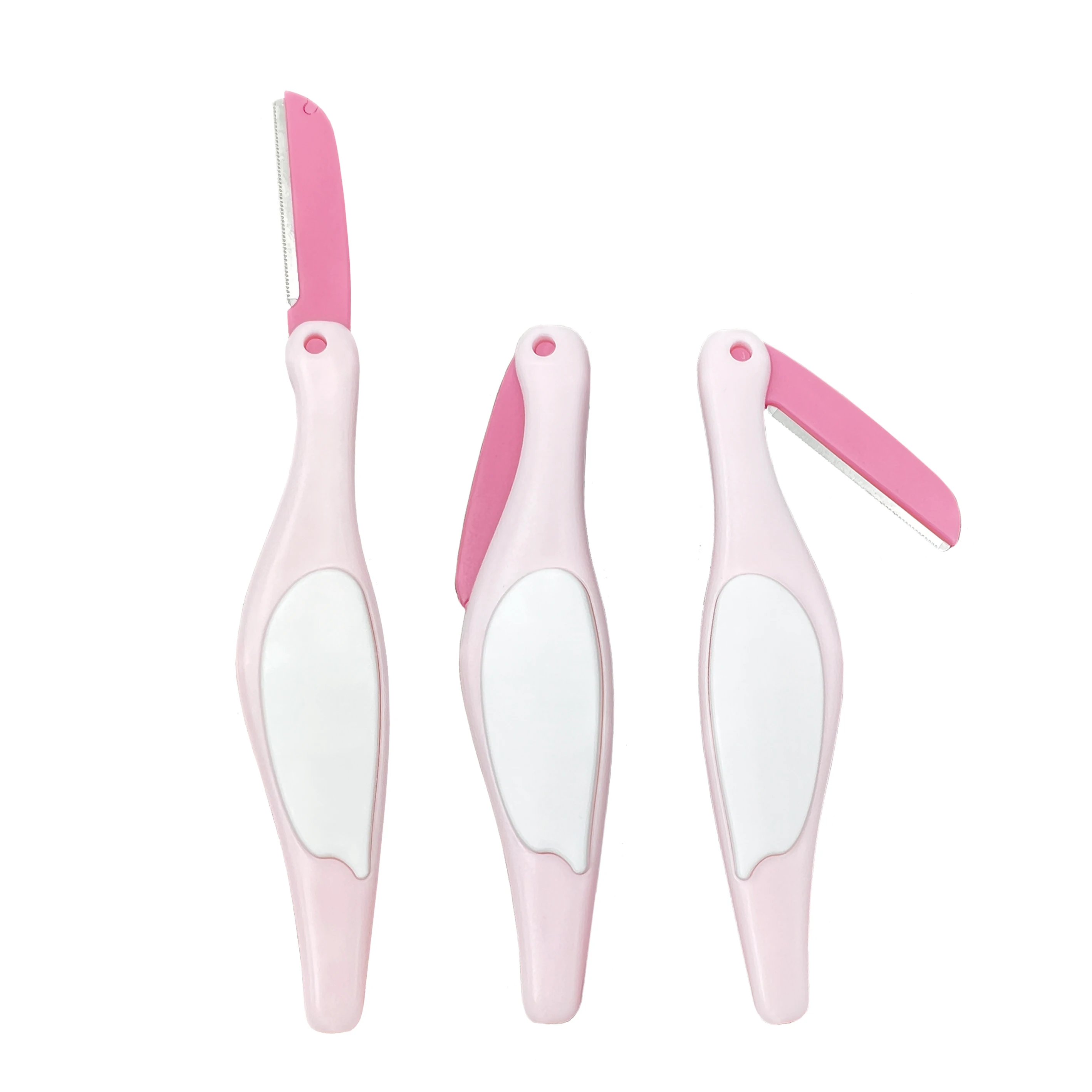 OEM ODM wholesale Plastic Handle Stainless Steel makeup tools set eyebrow shaver Unique eyebrow razor