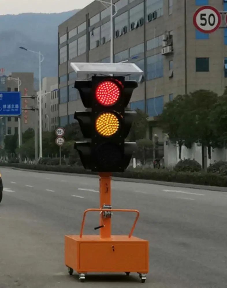 Временный светофор, Солнечный светофор для пересечения дороги, четырехсторонний фонарь обратного отсчета, предупреждающая лампа