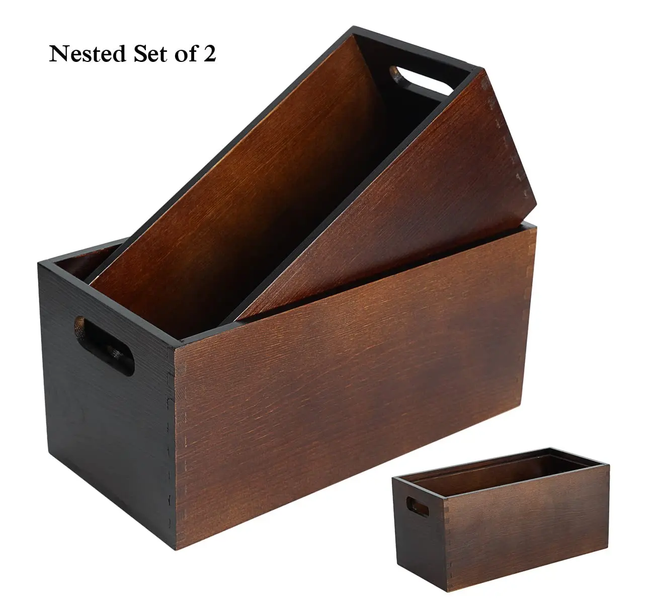 Wooden Open Storage Box Mail Organizer For Storage Of Nested Storage Box 2-piece Set