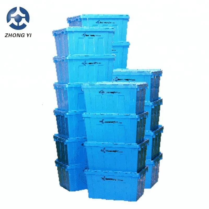 Storage Box Print Crate Moving Crates Heavy Duty Plastic Attached Lid Turnover Removal Plastic Customized Solid Box