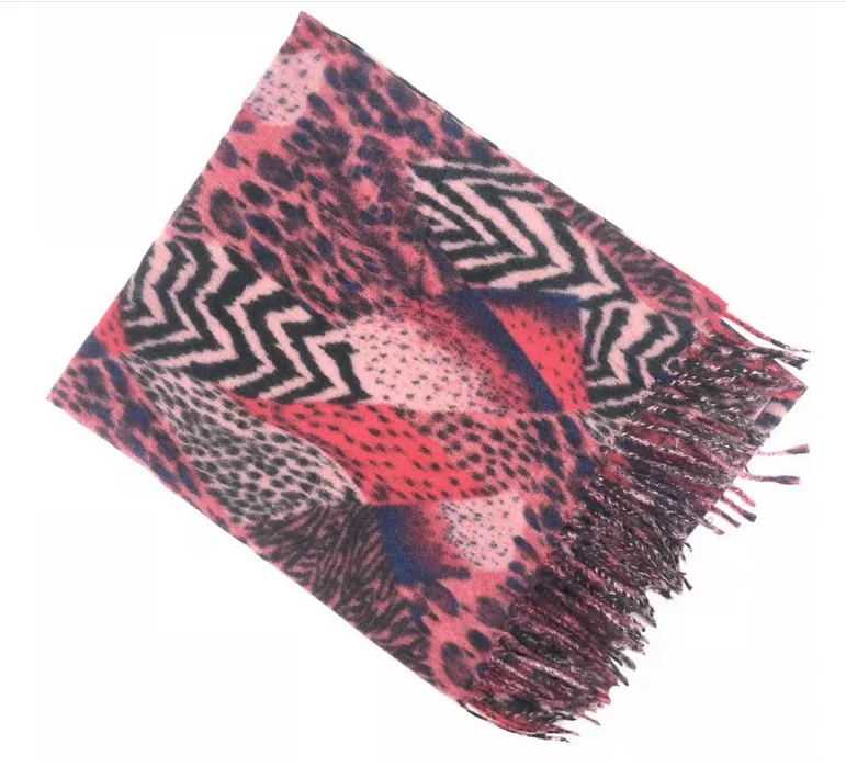 ready to ship leopard print women cashmere wool pashmina shawl dubai large scarf wrap with french lace