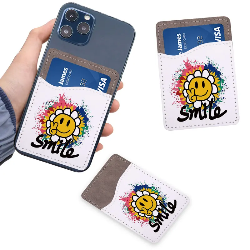 Personalized Simple Vintage Pu Leather Travel Sublimation Blank Phone Back Card Holder