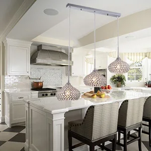 HOOYI  Modern 3 Lights Crystal Pendant Lighting Ceiling Chandelier Lamp for Kitchen, dining room