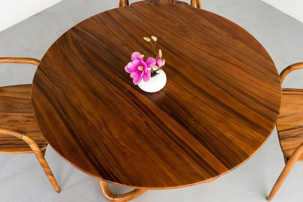 
Unique elegant wood leg solid walnut wood table with lazy susan round dining table 
