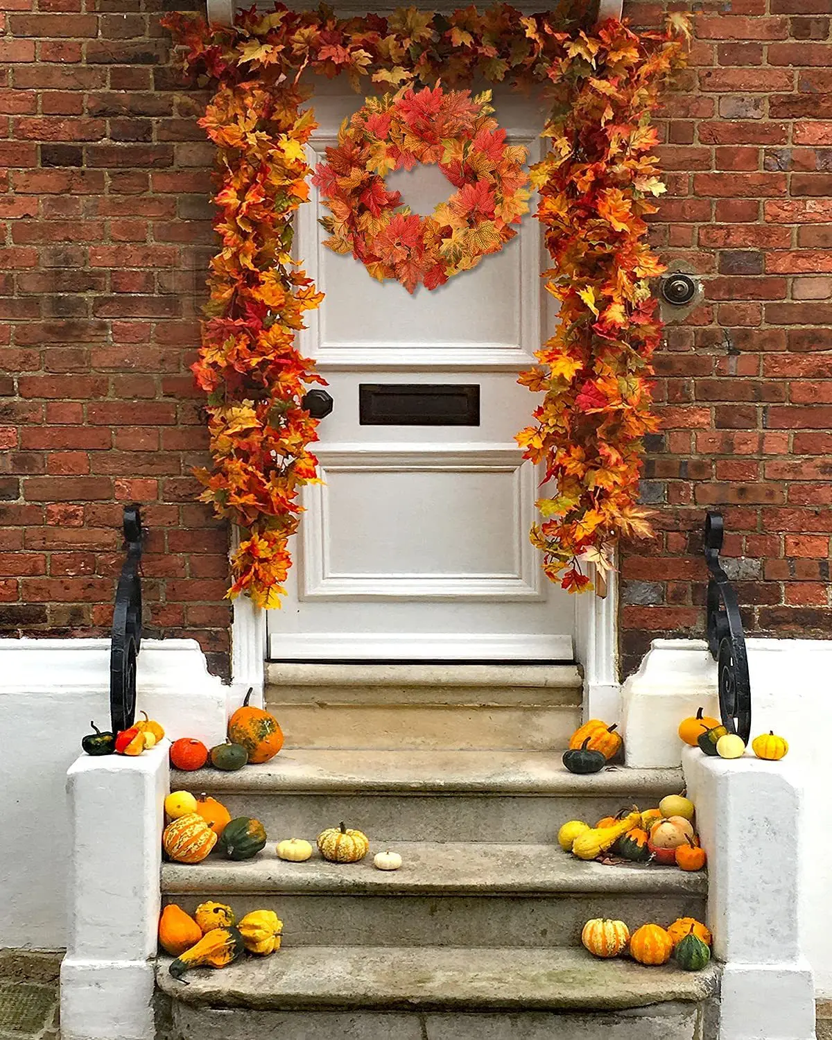 Autumn Wreath Christmas Decoration Thanksgiving Garland Window Restaurant Home Maple Leaf Decoration Wreath Door