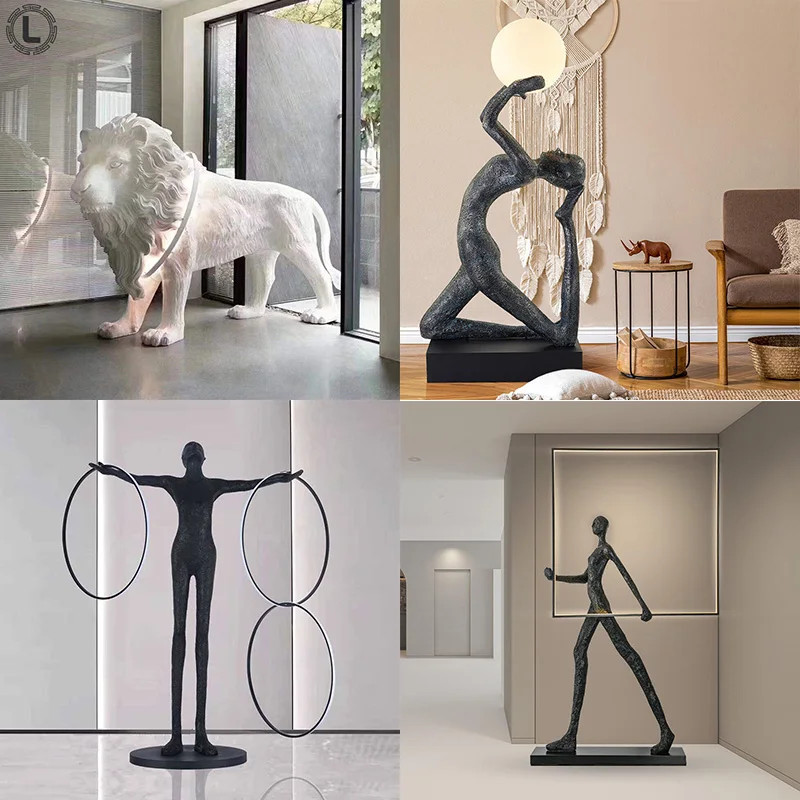 Hotel Living Room Nordic Corner Resin Sculpture Floor Light Modern Minimalist Designer Art Decoration Standing Led Floor Lamp